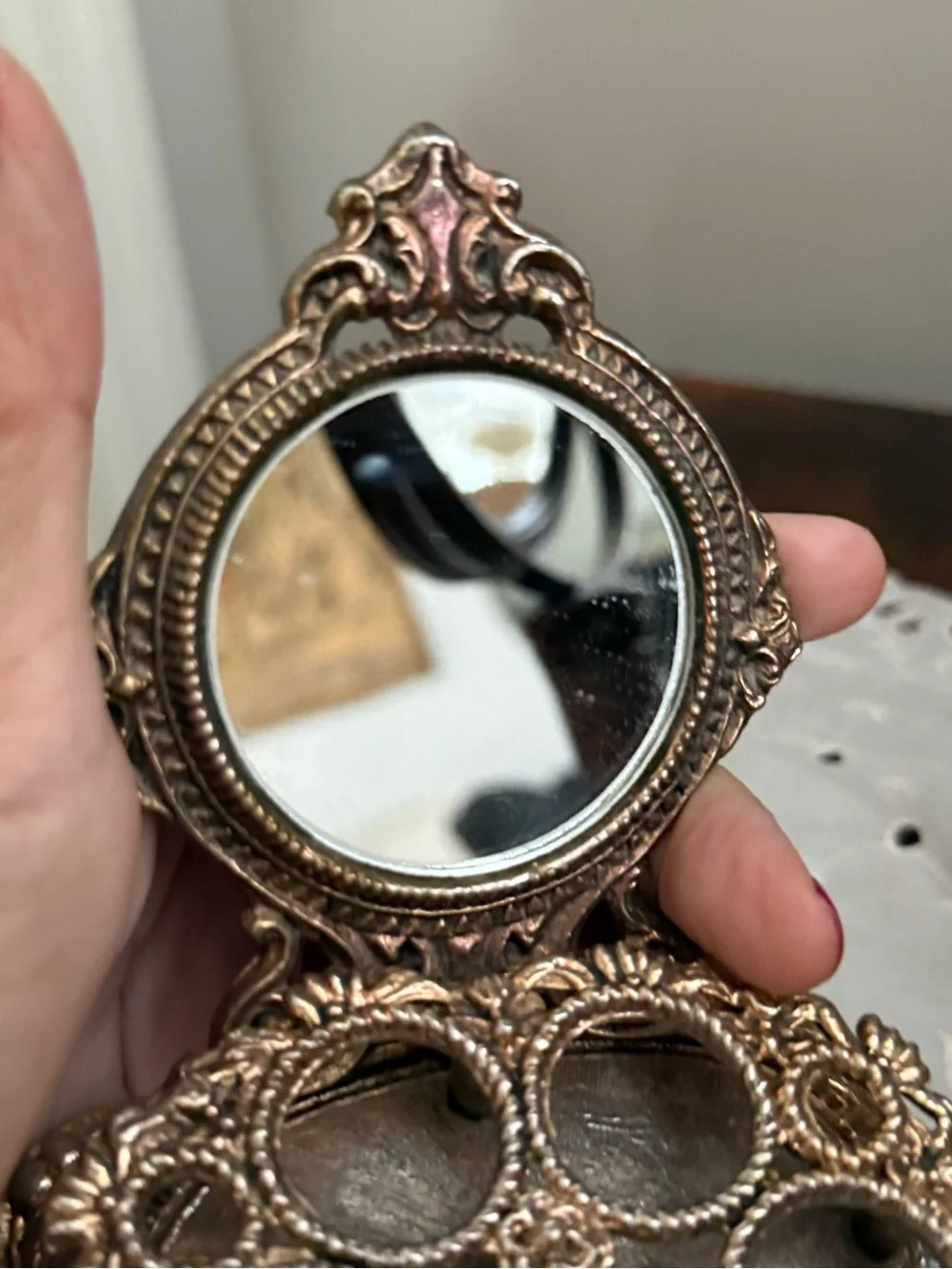 Vintage Celeste Hollywood Regency lipstick holder with mirror.